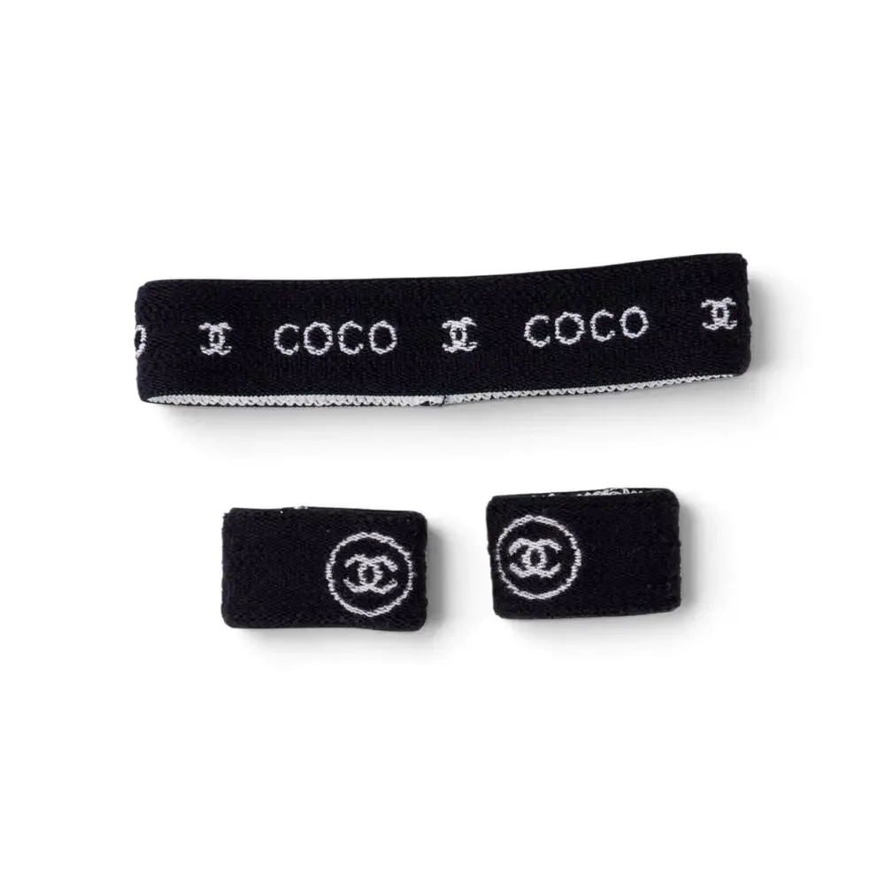 Chanel Multicolor CC Logo Coco Headband & Wristband Set